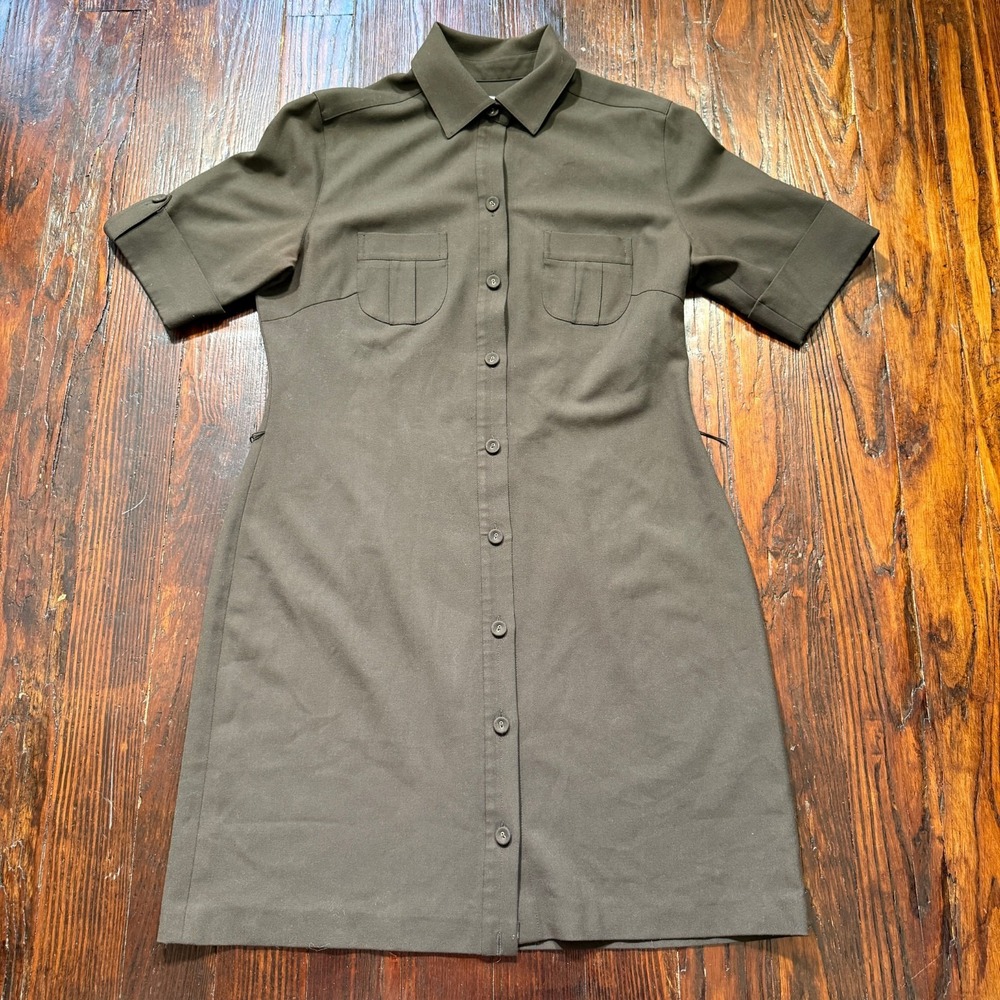 Ann Taylor Shirt Dress Womens 12 Brown Button Front Collared Midi 60s Office